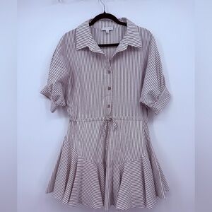 Miou Muse Striped Button Front Babydoll Dress Size S